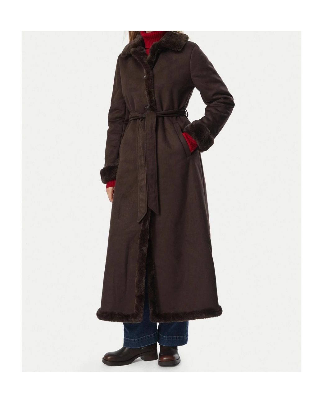 Ralph Lauren Brown Lauren Shea Belted Long Coat