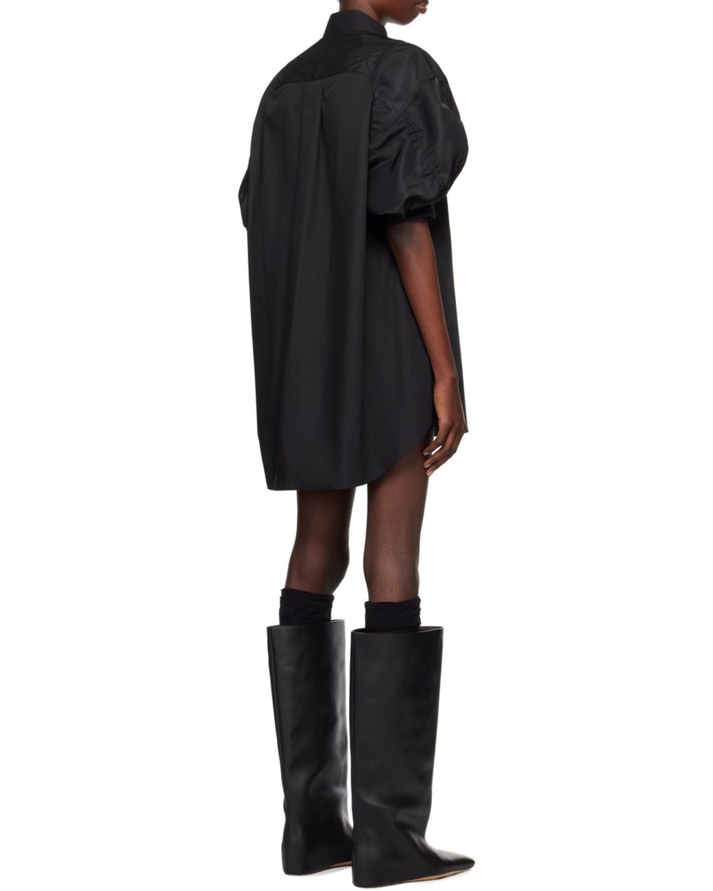 Sacai Black Balloon-Sleeve Mini Dress