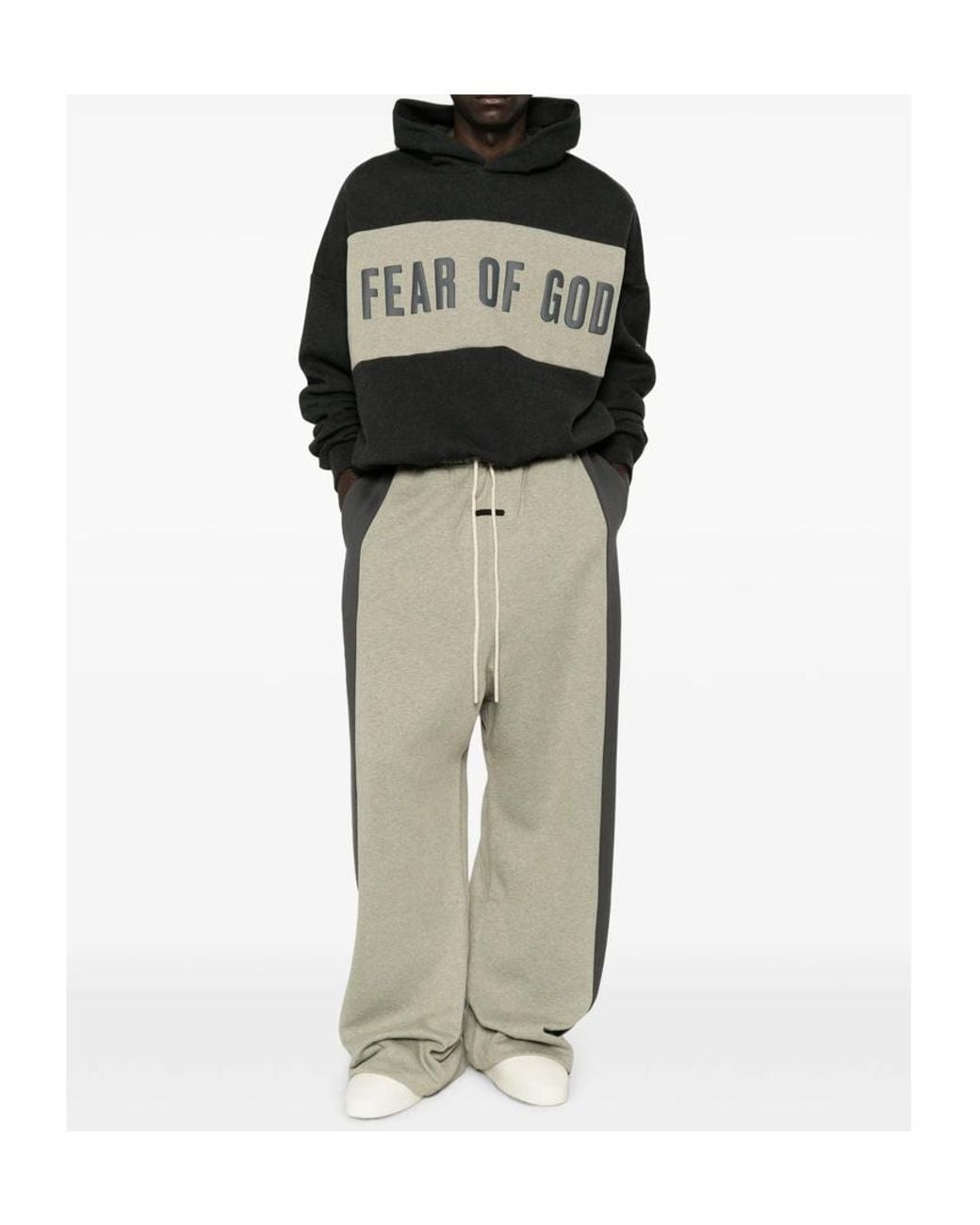 Fear Of God Black Logo Printed Long-Sleeved Hoodie for men