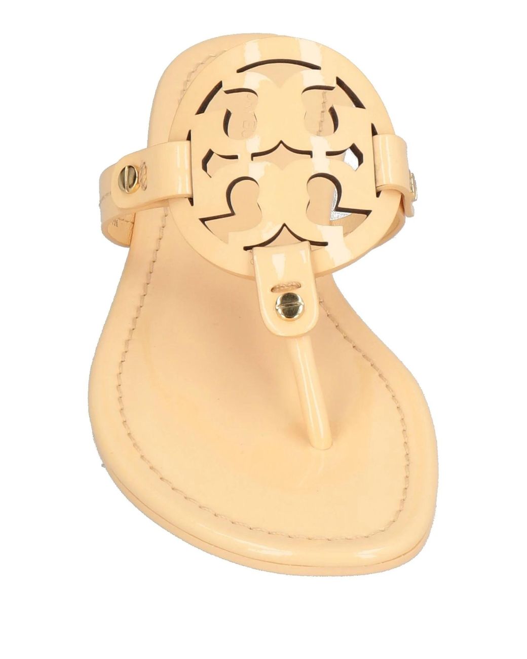 Tory Burch Metallic Minimalist Glossy Leather Slide Sandals