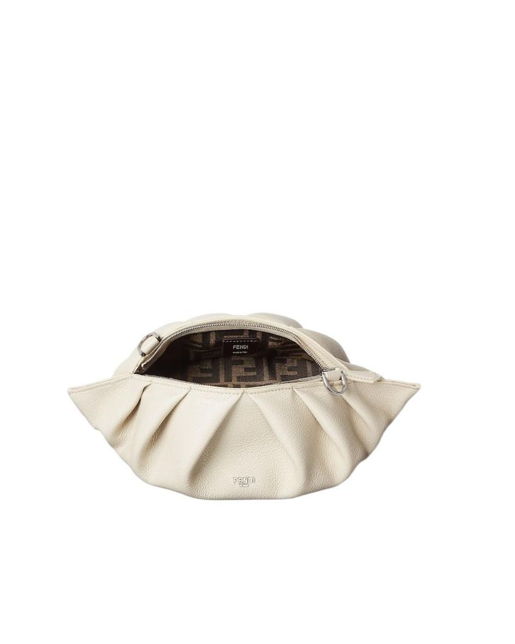 Fendi White Ivory Leather Pouch for men