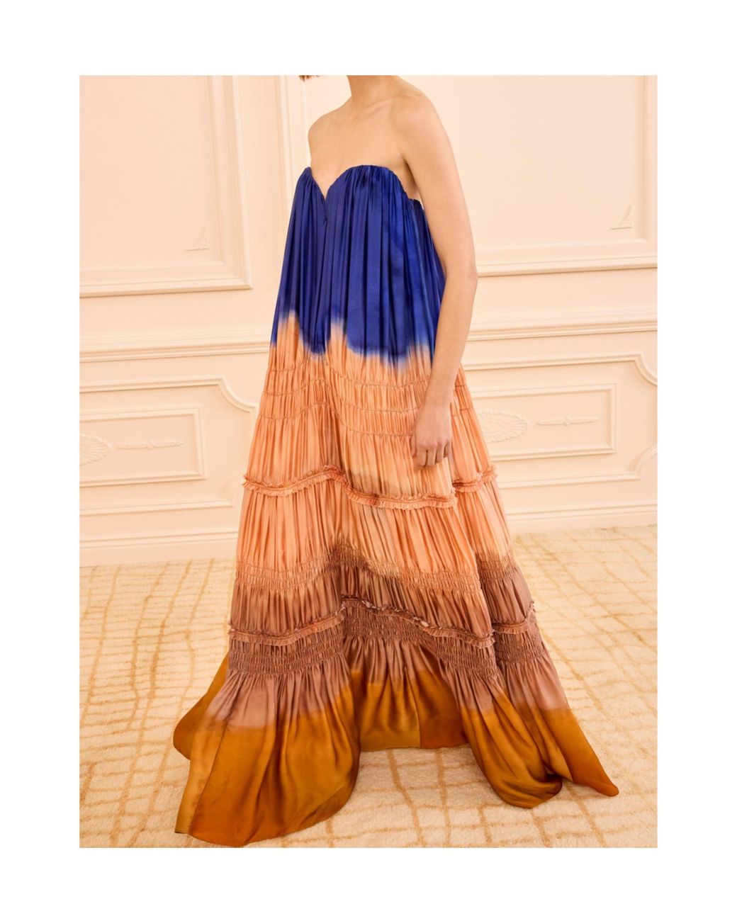 Ulla Johnson Orange Veil Strapless Silk Gown