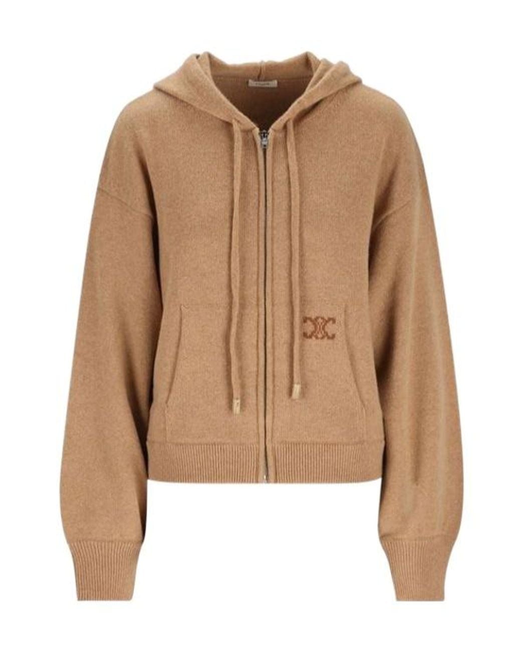 Céline Brown Zip-Up Hoodie