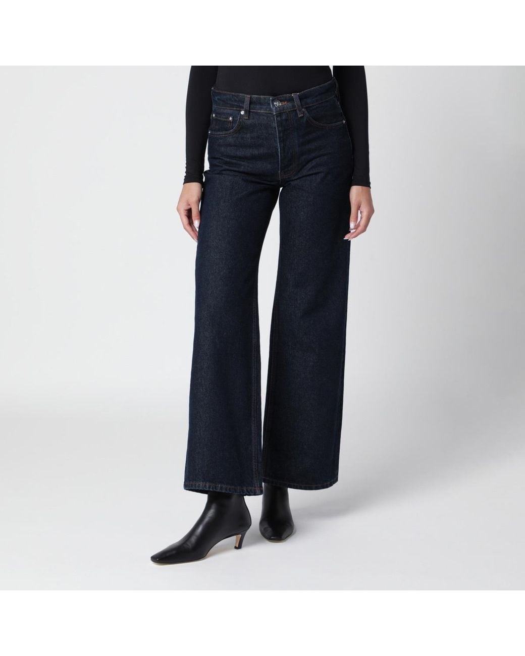 Anine Bing Blue Washed-Effect Wide-Leg Jeans