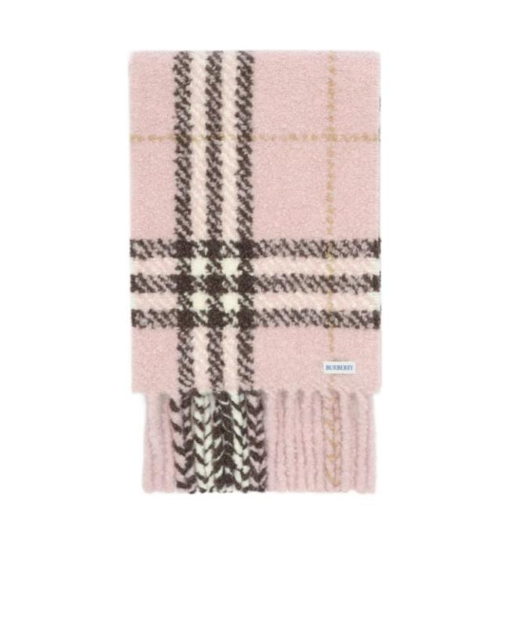Burberry Pink Checked Fringed Edge Scarf
