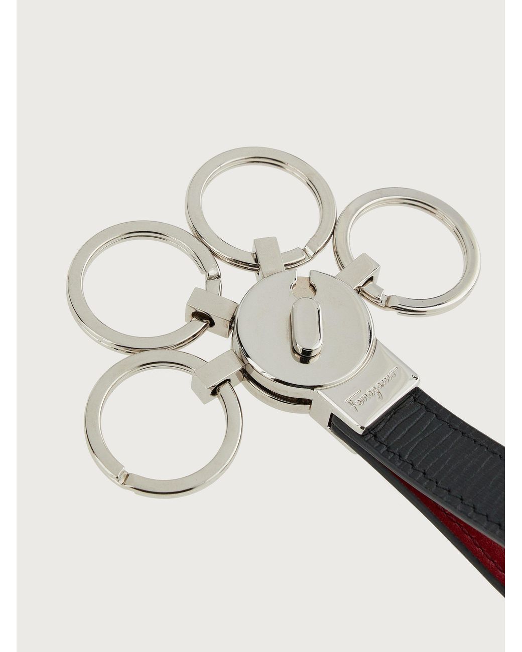 Ferragamo White Ferragamo Logo Engraved Keyring for men