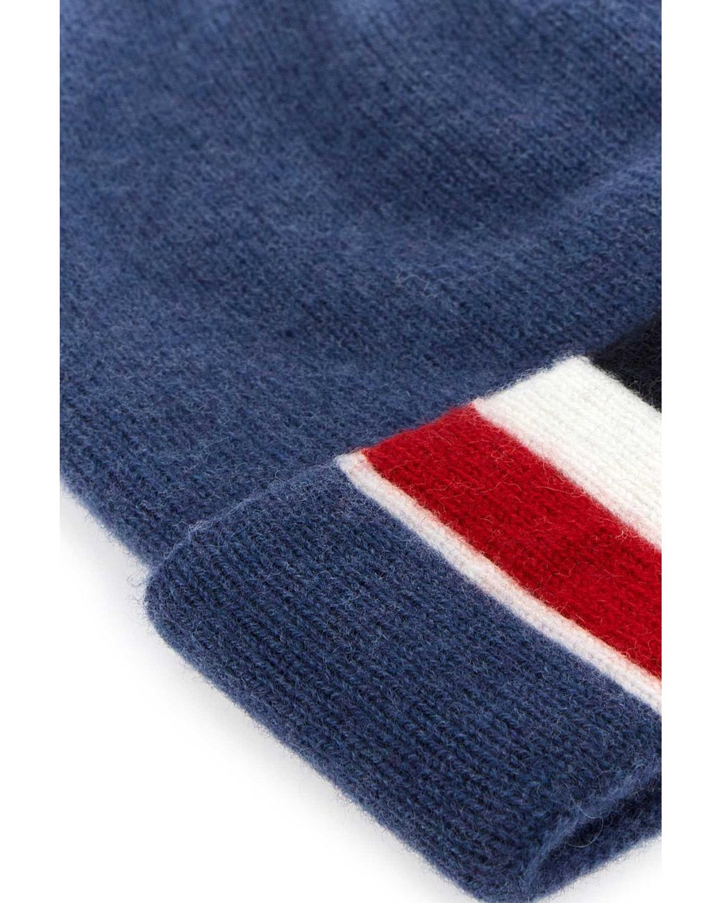 Thom Browne Blue Stripe Detailed Knitted Beanie for men
