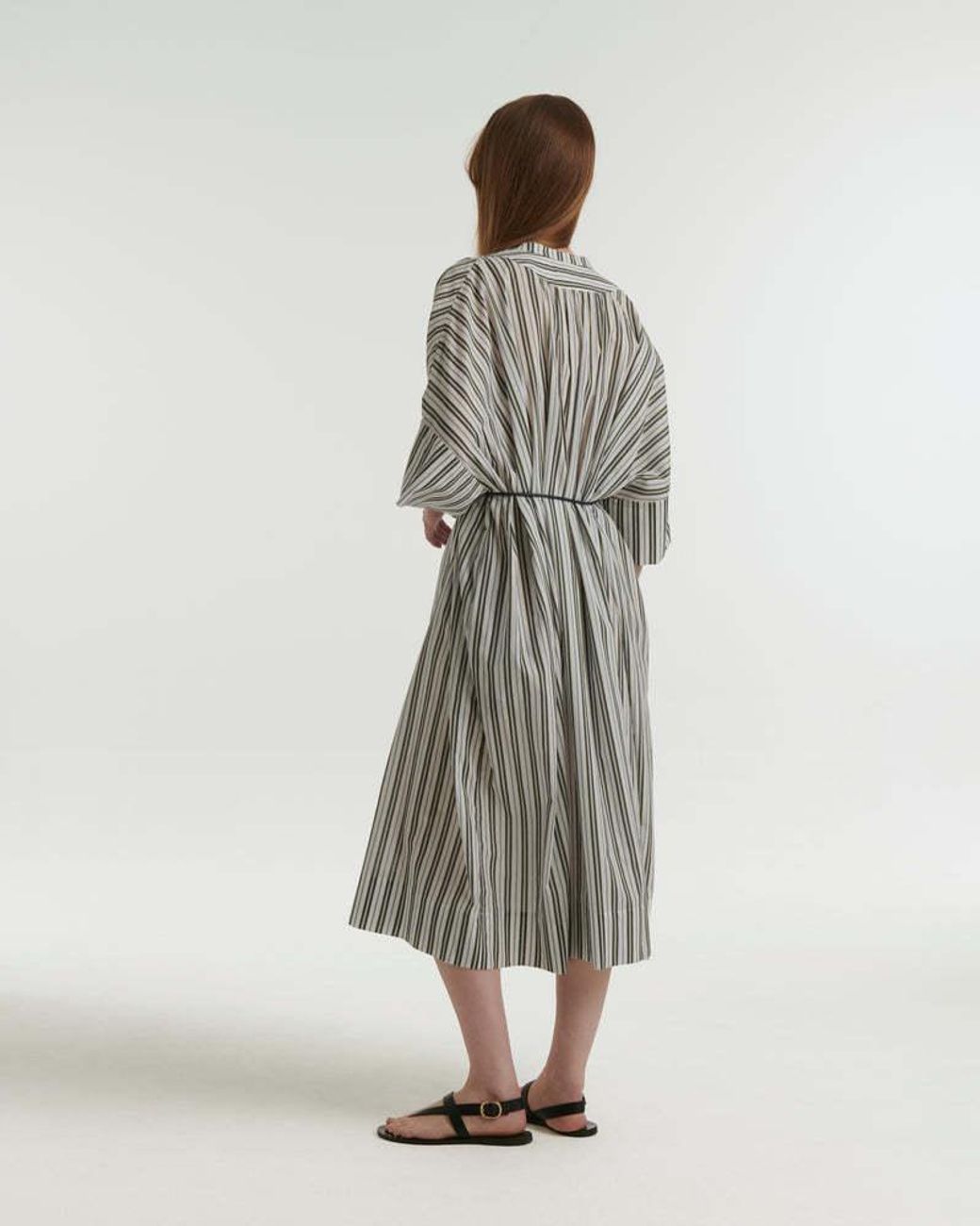 Yves Salomon White Striped Dress