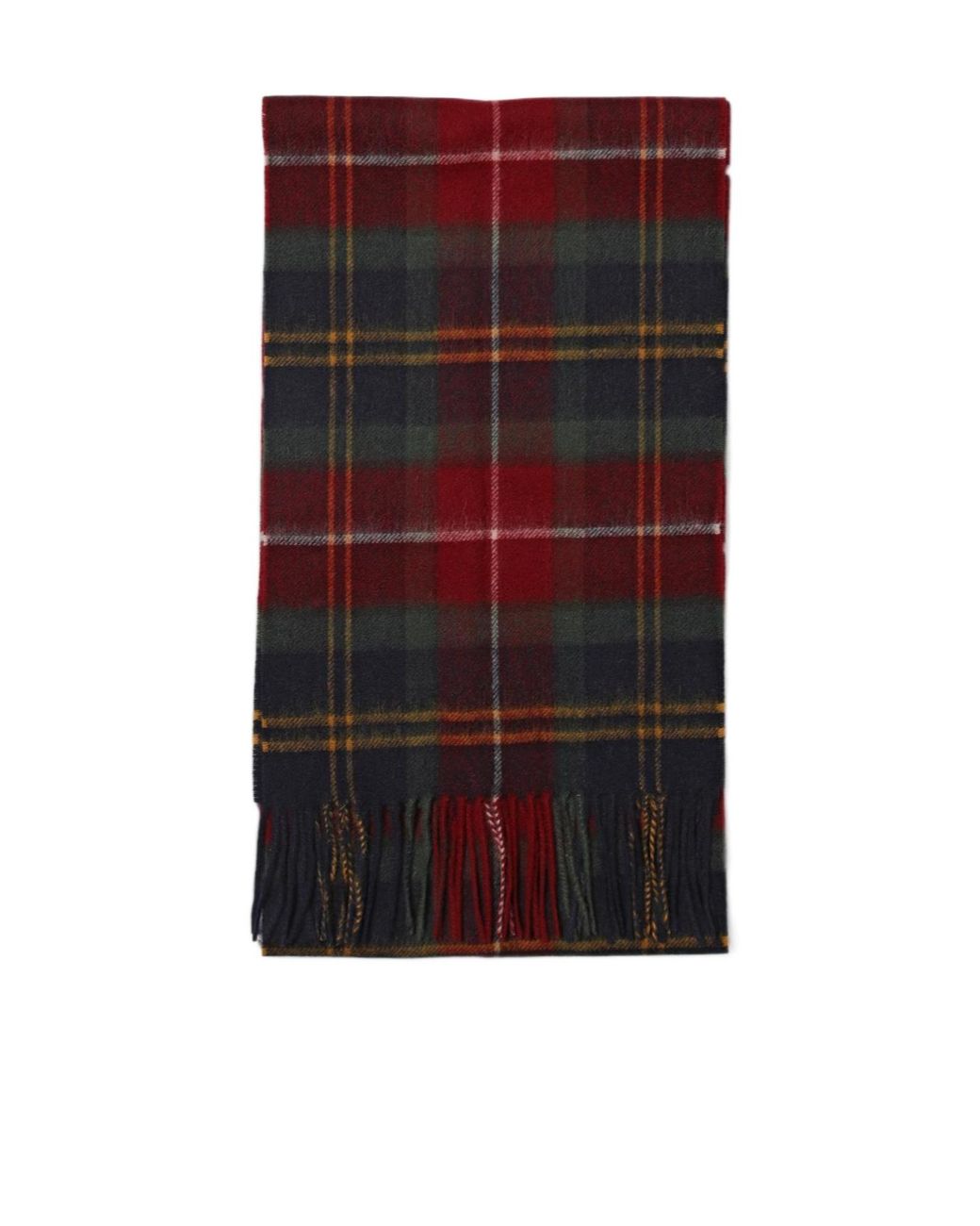 Barbour White Tartan Fringed Scarf for men