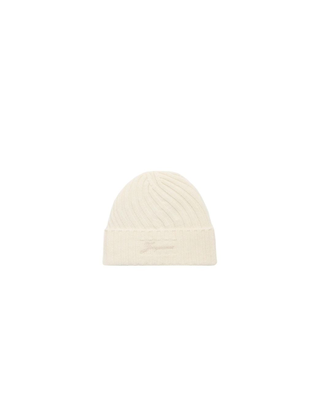 Jacquemus White The Tourni Knitted Beanie for men