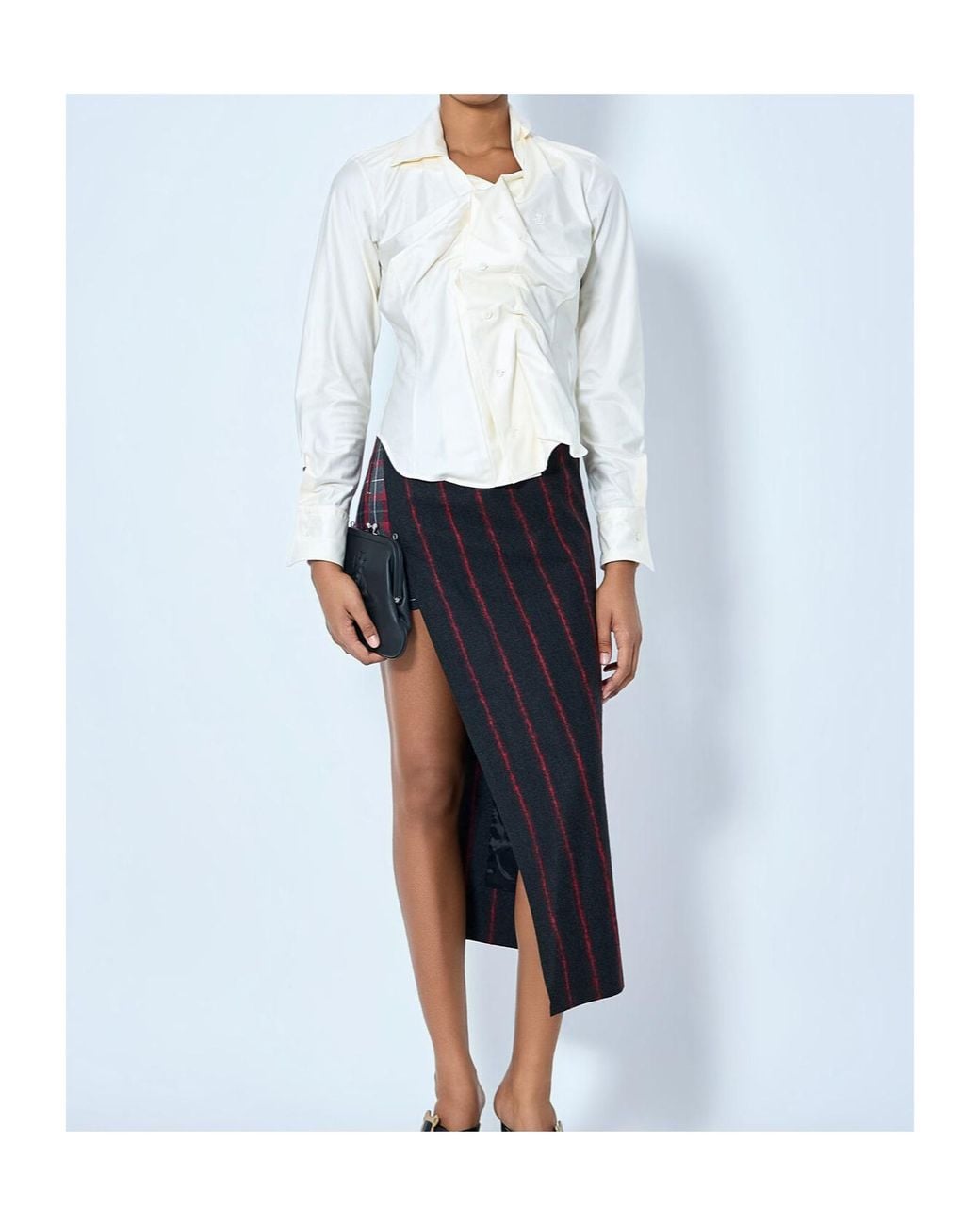 Vivienne Westwood White Drunken Draped Long Sleeved Shirt