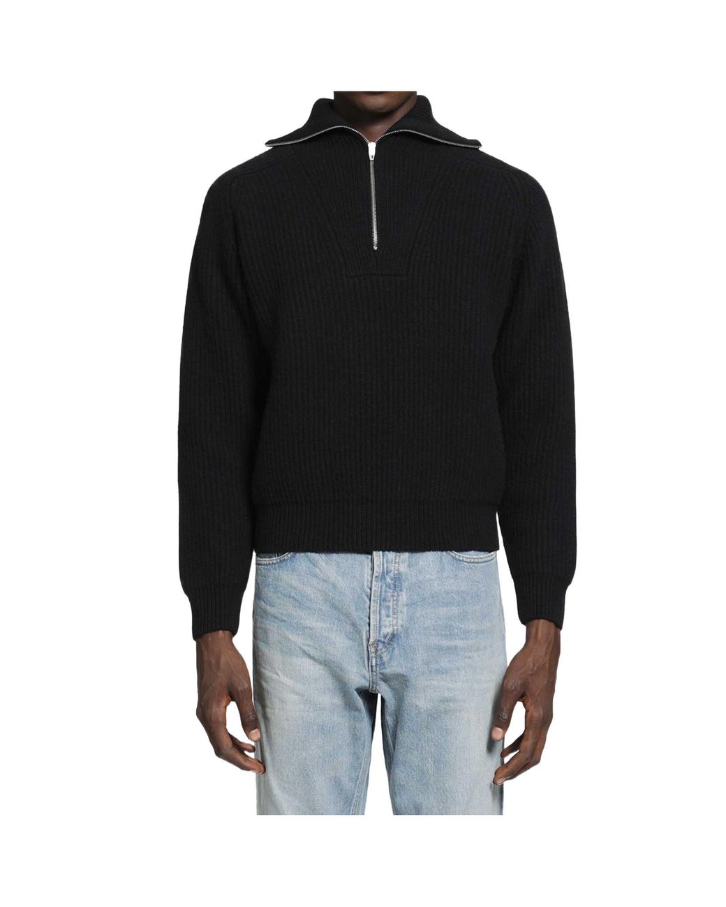 Jil Sander Black Half-Zipped Knitted Jumper for men