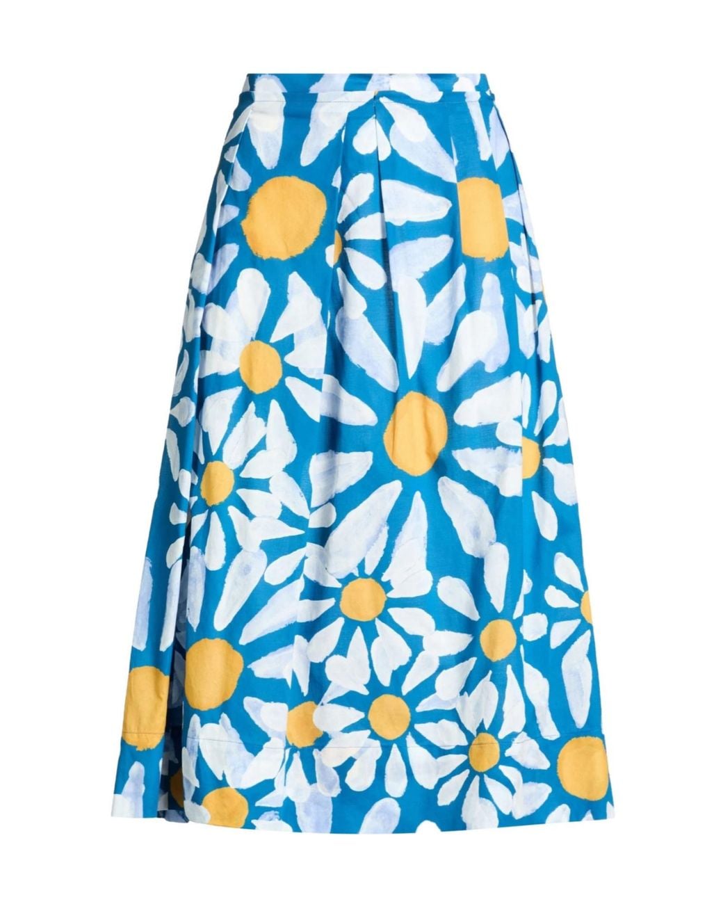 Marni Blue Pleated Floral Skirt
