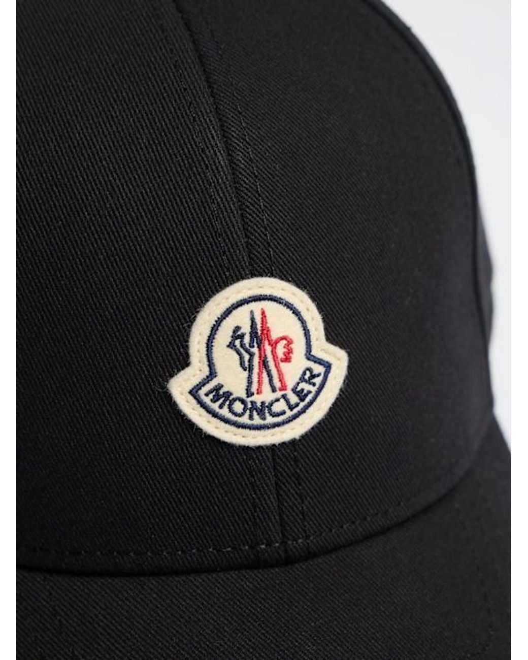 Moncler Black Cotton Gabardine Baseball Cap for men