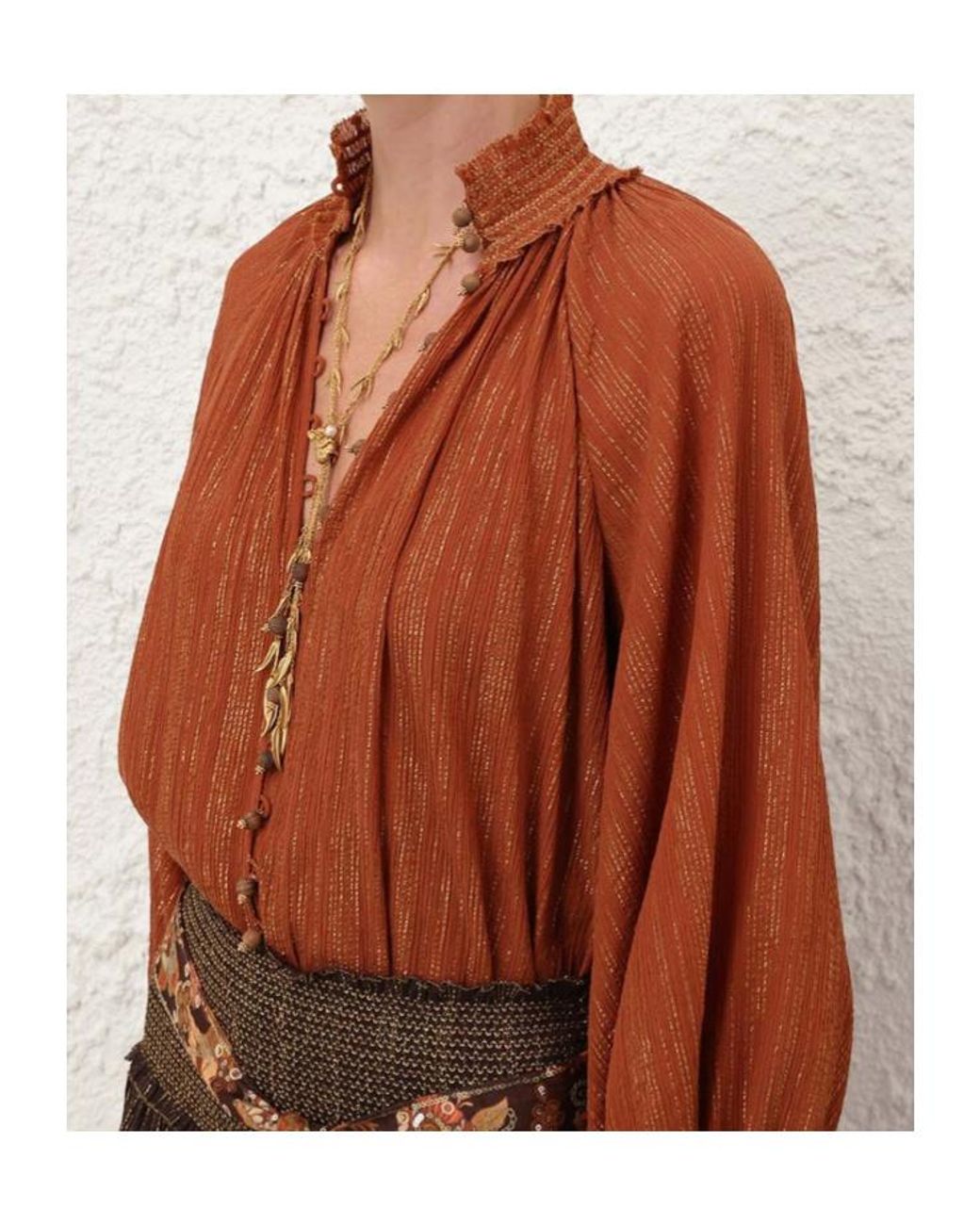 Zimmermann Brown Aster Gathered Blouse