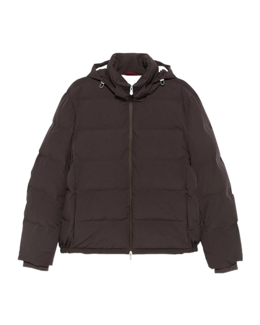 Brunello Cucinelli Brown Hooded Puffer Jacket