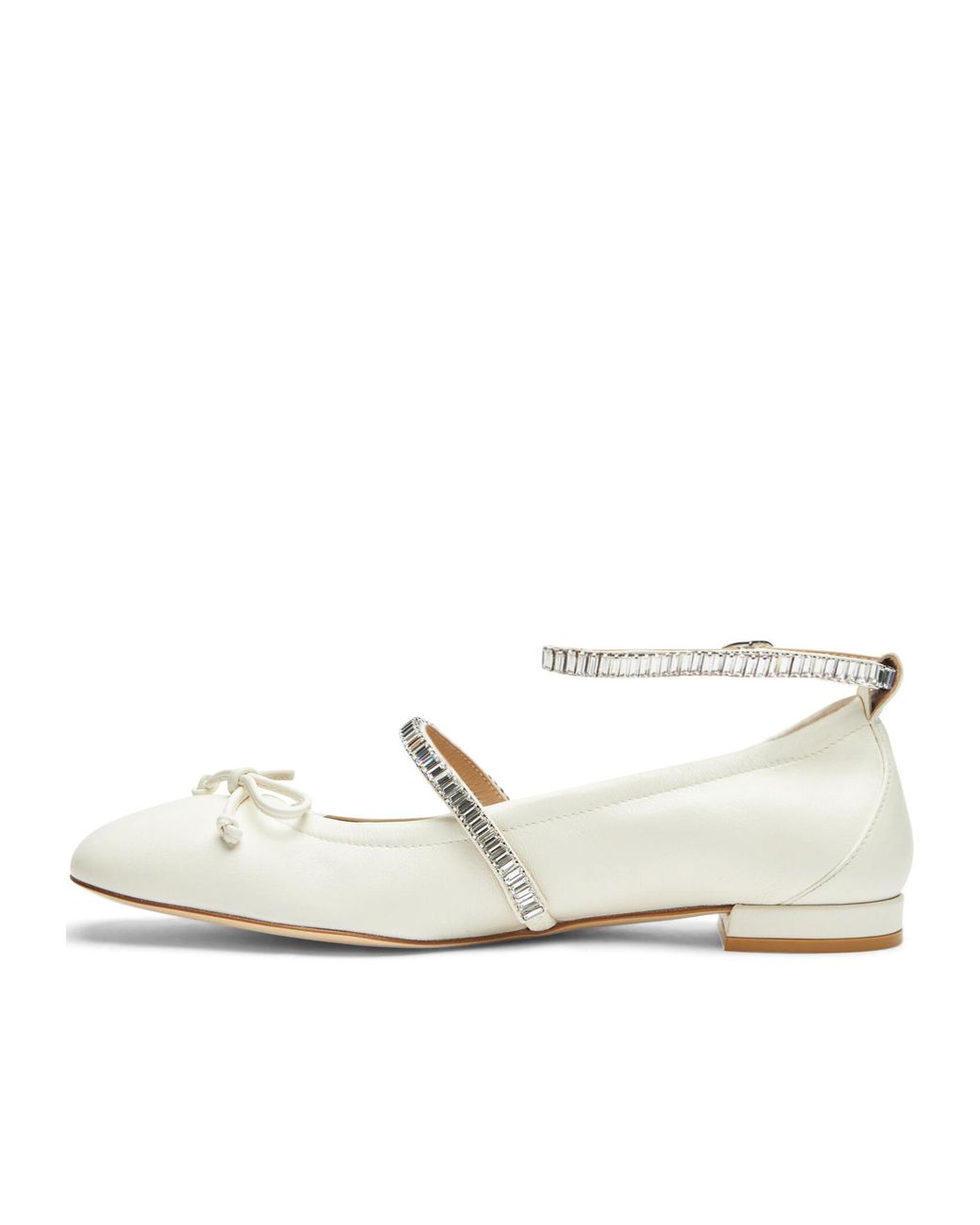 Stuart Weitzman White Stefanie Embellished Ballerina Flats