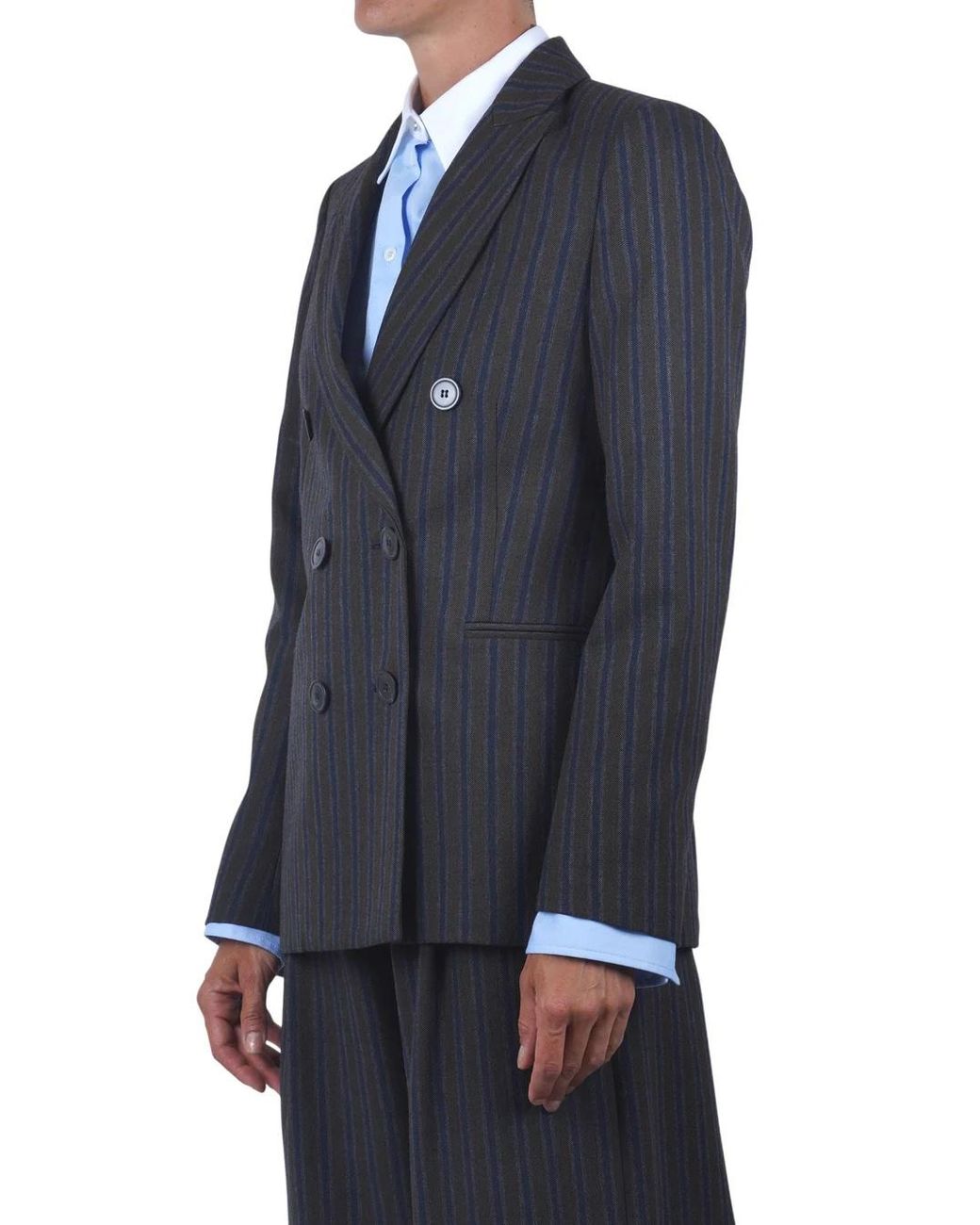 Ottod'Ame Black Ottod'Ame Striped Double-Breasted Blazer