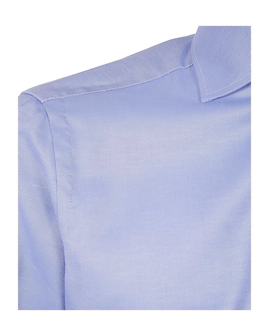 Barba Napoli Blue Long Sleeve Button-Down Shirt for men