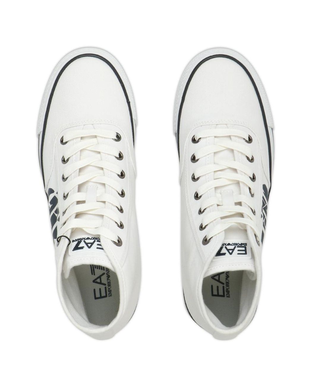 EA7 White Logo High-Top Casual Sneakers for men