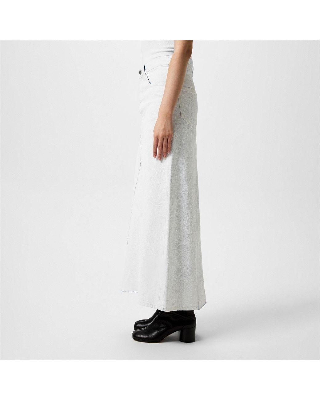 Maison Margiela White Painted Denim Skirt