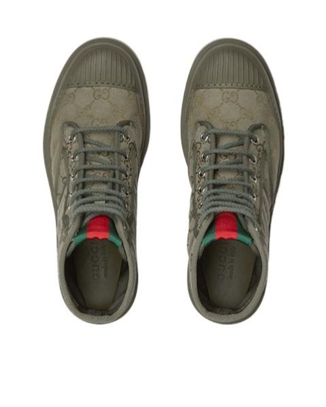 Gucci Green Monogrammed Lace-Up Boots for men