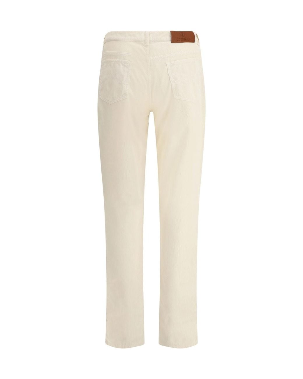 Brunello Cucinelli Natural Logo Patch Corduroy Pants for men