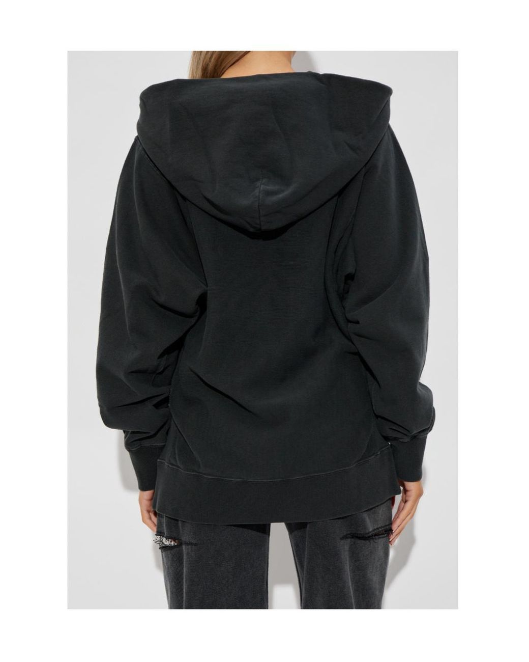 Maison Margiela Black Logo Printed Oversized Hoodie