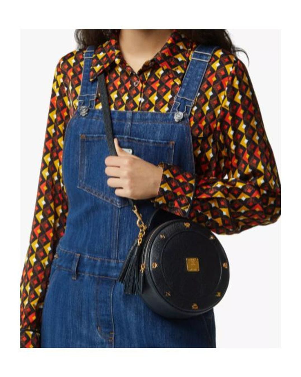 MCM Black Pina Studded Shoulder Bag