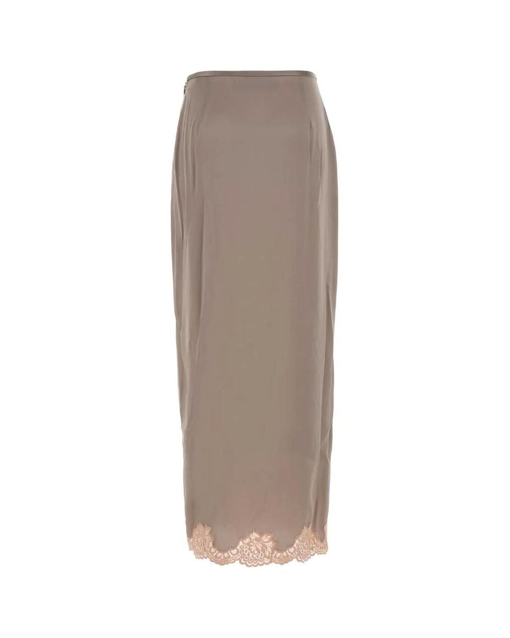 Valentino Brown Lace Trim Midi Skirt