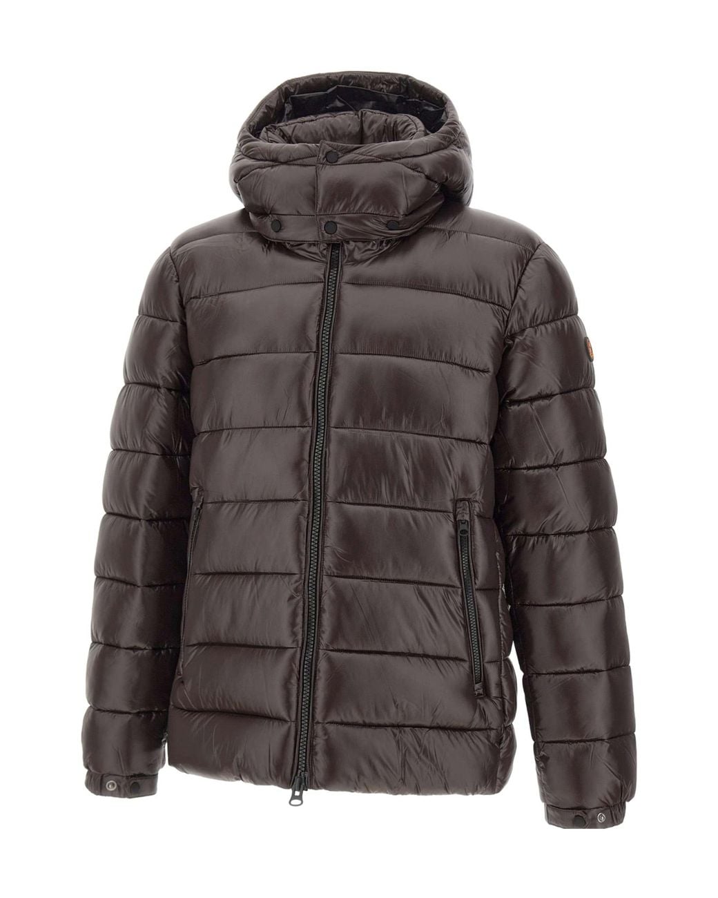 Save The Duck Gray Zip-Up Hooded Puffer Jacket for men