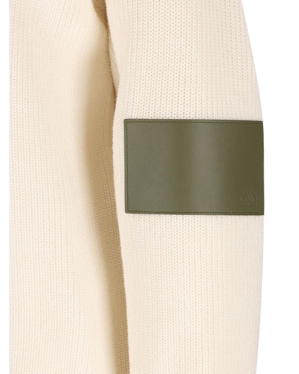 Loewe White Zip-Neck Patch Knitted Sweater