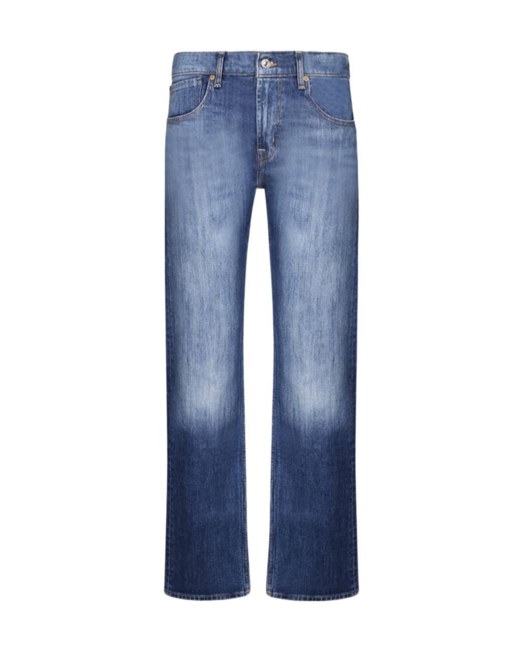 7 For All Mankind Blue Straight-Leg Jeans for men