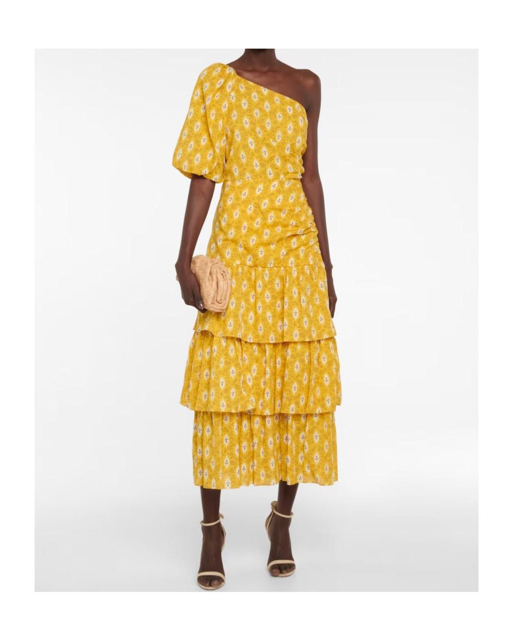 Veronica Beard Metallic Printed One-Shoulder Dress