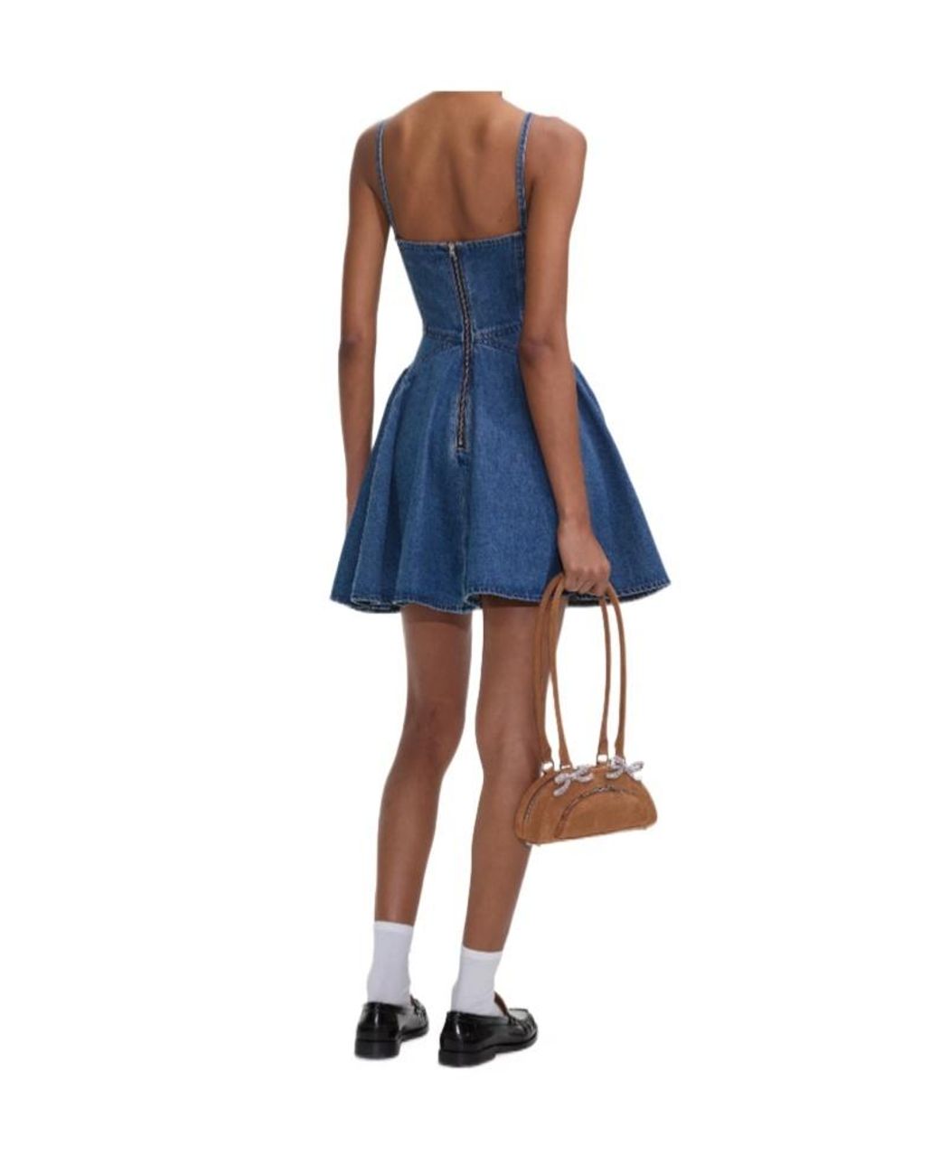 Self-Portrait Blue Lightweight Denim Flared Mini Dress