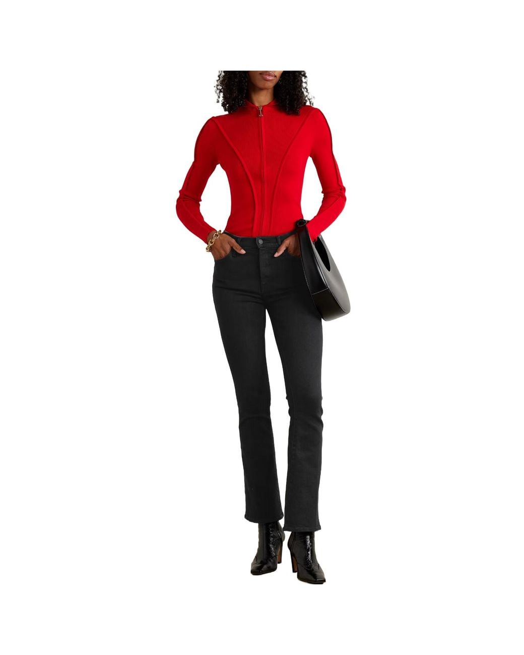 Mother Black Mid-Rise Flared Jeans