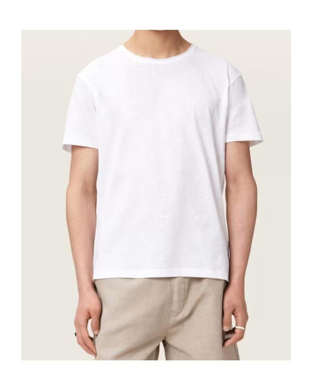 AllSaints White Flax Short Sleeve Ramskull T-Shirt for men