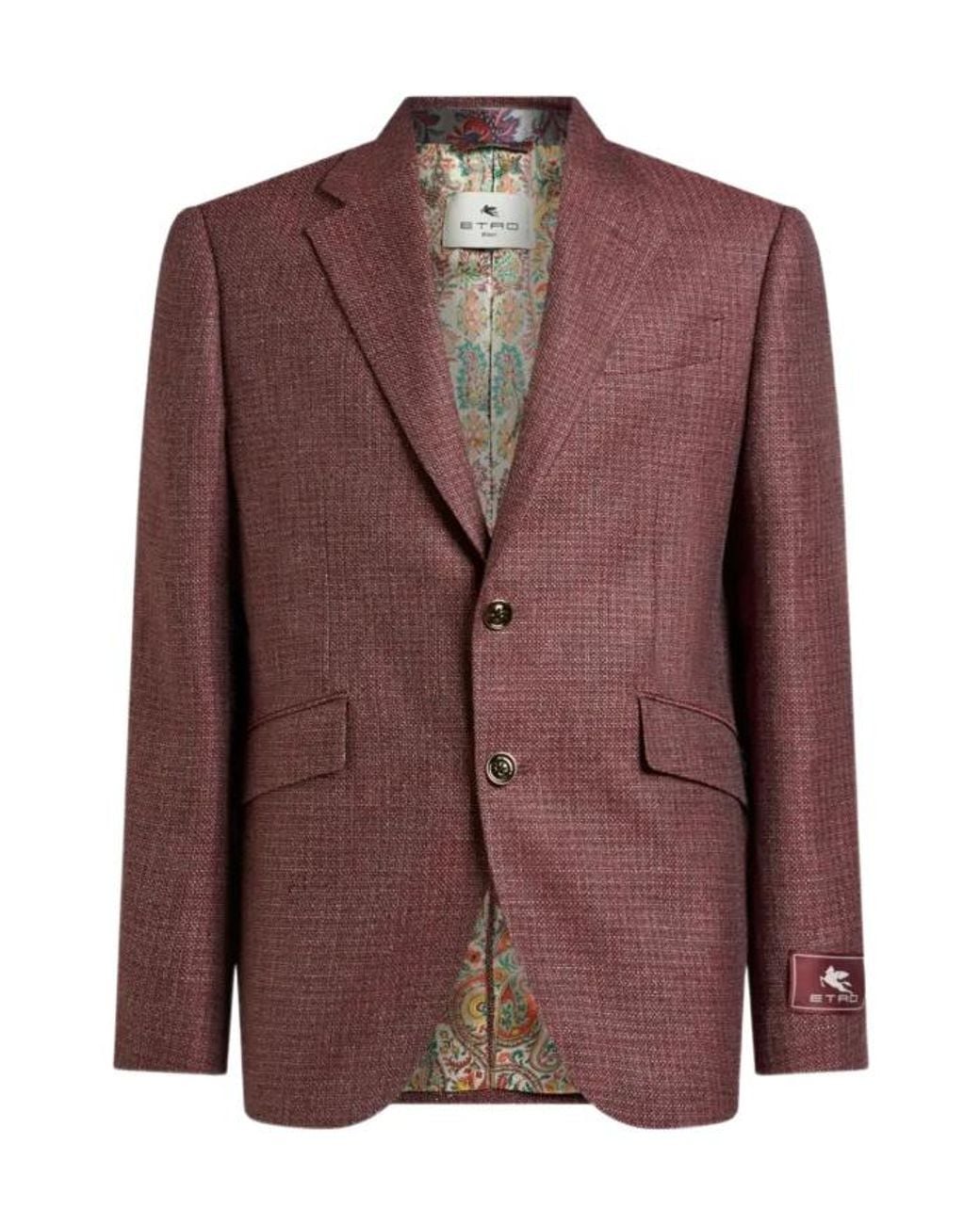 Etro Brown Single-Breasted Wool Mouliné Jacket for men