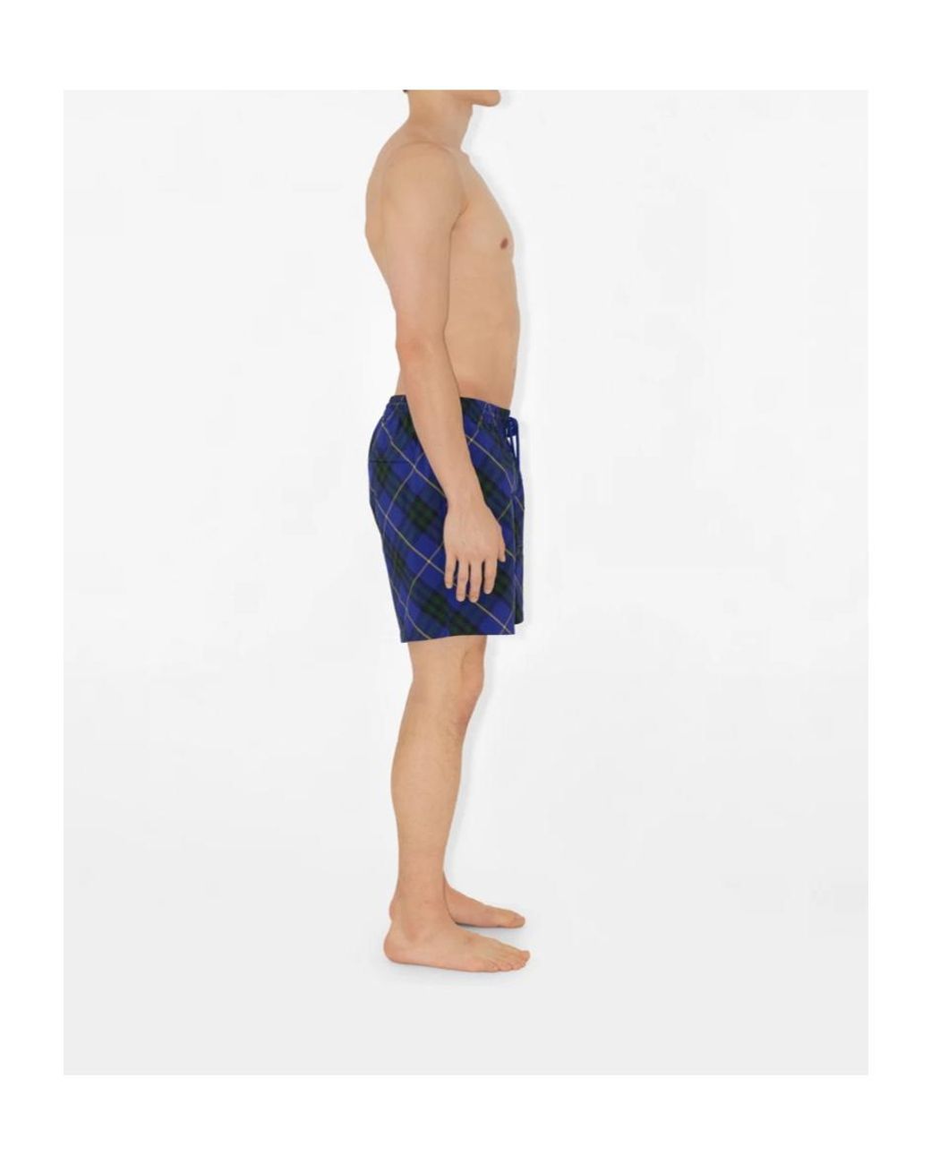 Burberry Blue Checked Drawstring Swim Shorts for men