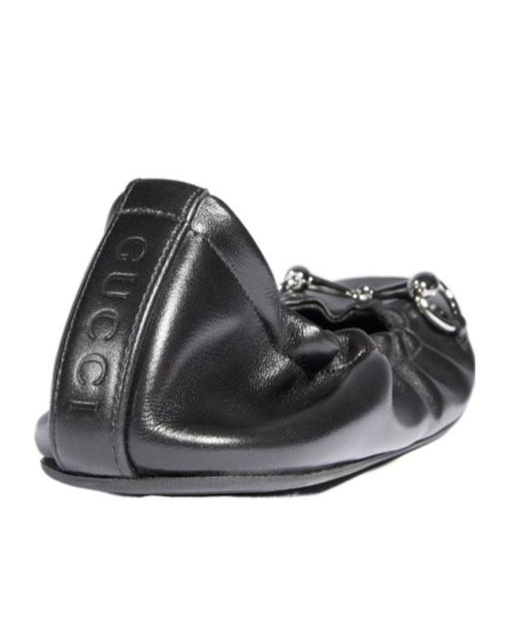 Gucci White Horsebit Detailed Ballerina Flat
