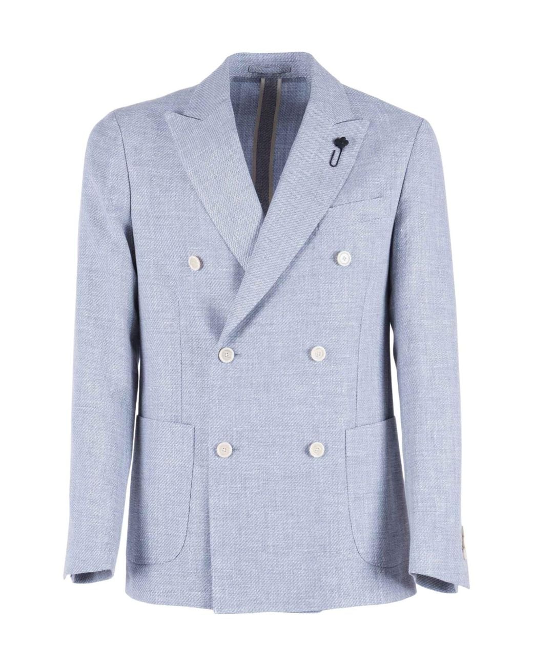 Lardini Blue Double-Breasted Peak-Lapel Blazer for men