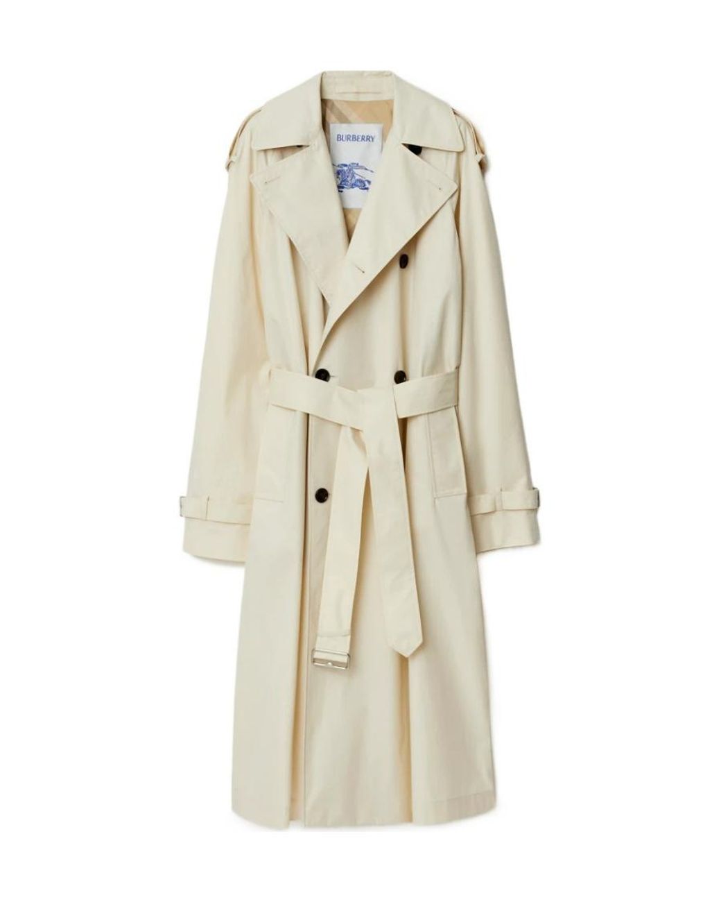 Burberry White Double-Breasted Belted Trench Coat