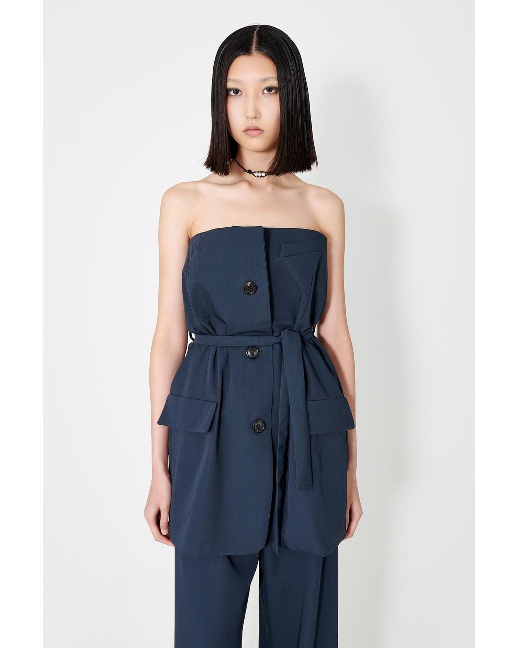 Our Legacy Blue Belted Waist Suit Top
