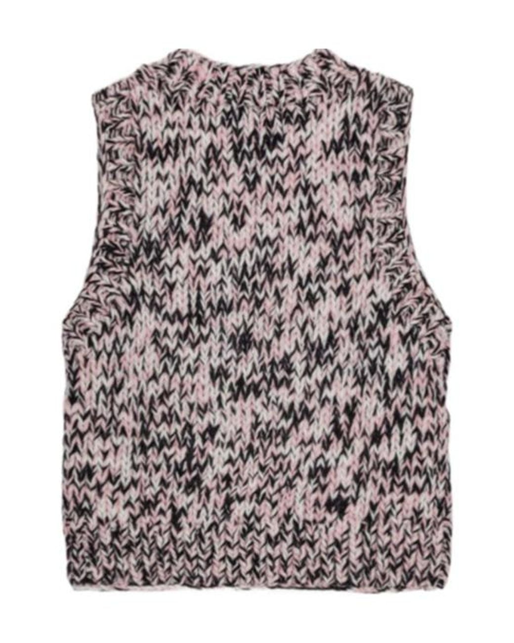 Ganni Gray Logo Intarsia Handknitted Vest