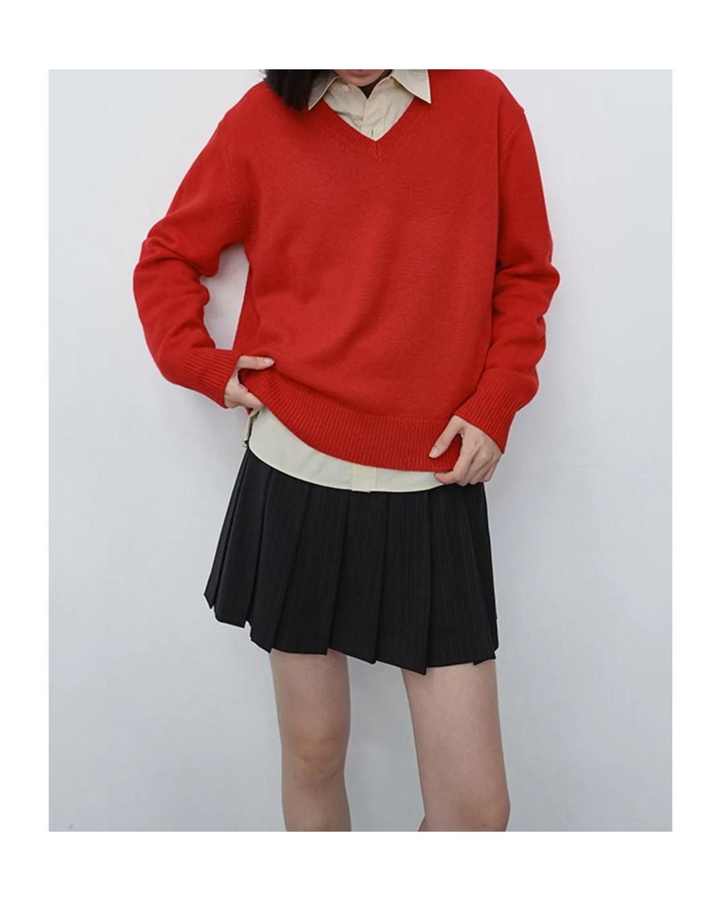 DUNST Blue Pleated Pinstripe Mini Skirt