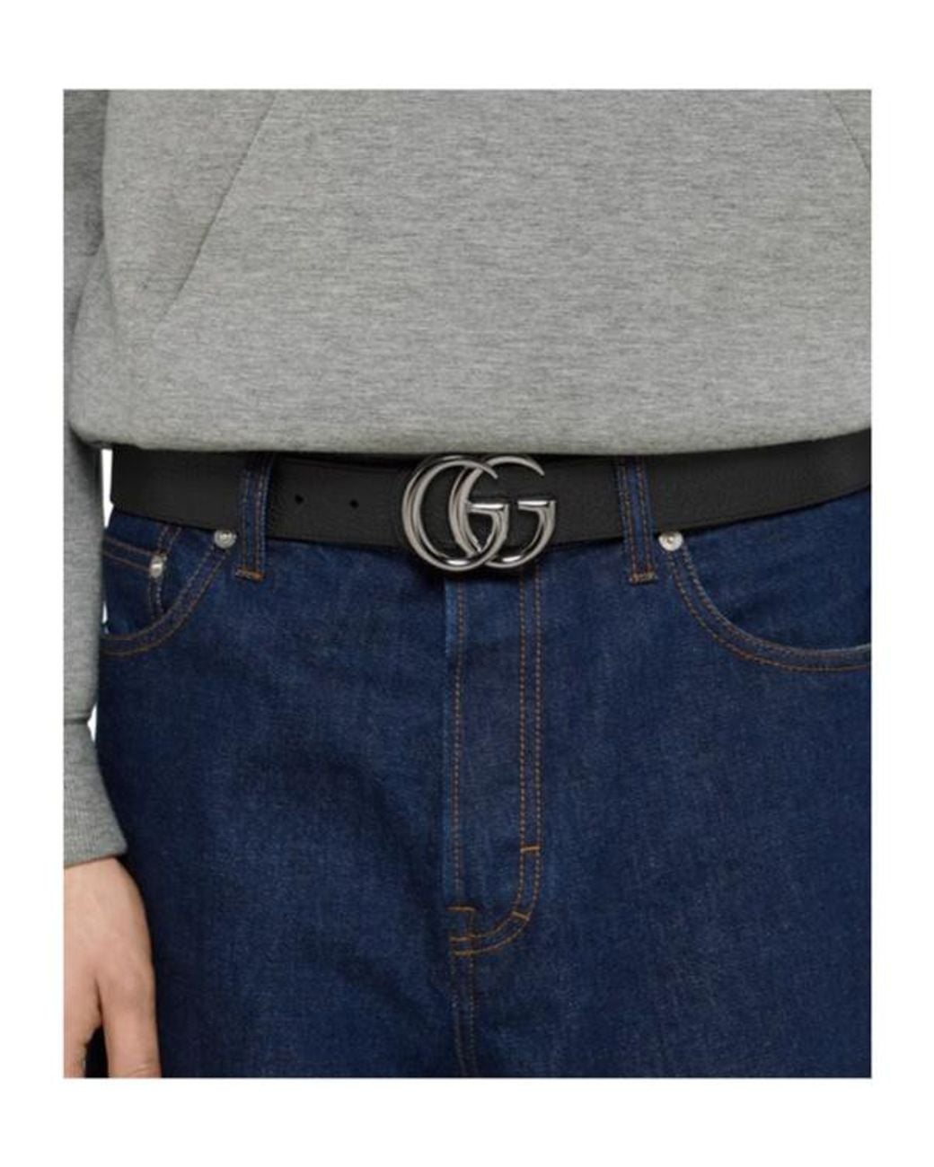 Gucci White Reversible Gg Marmont Belt for men
