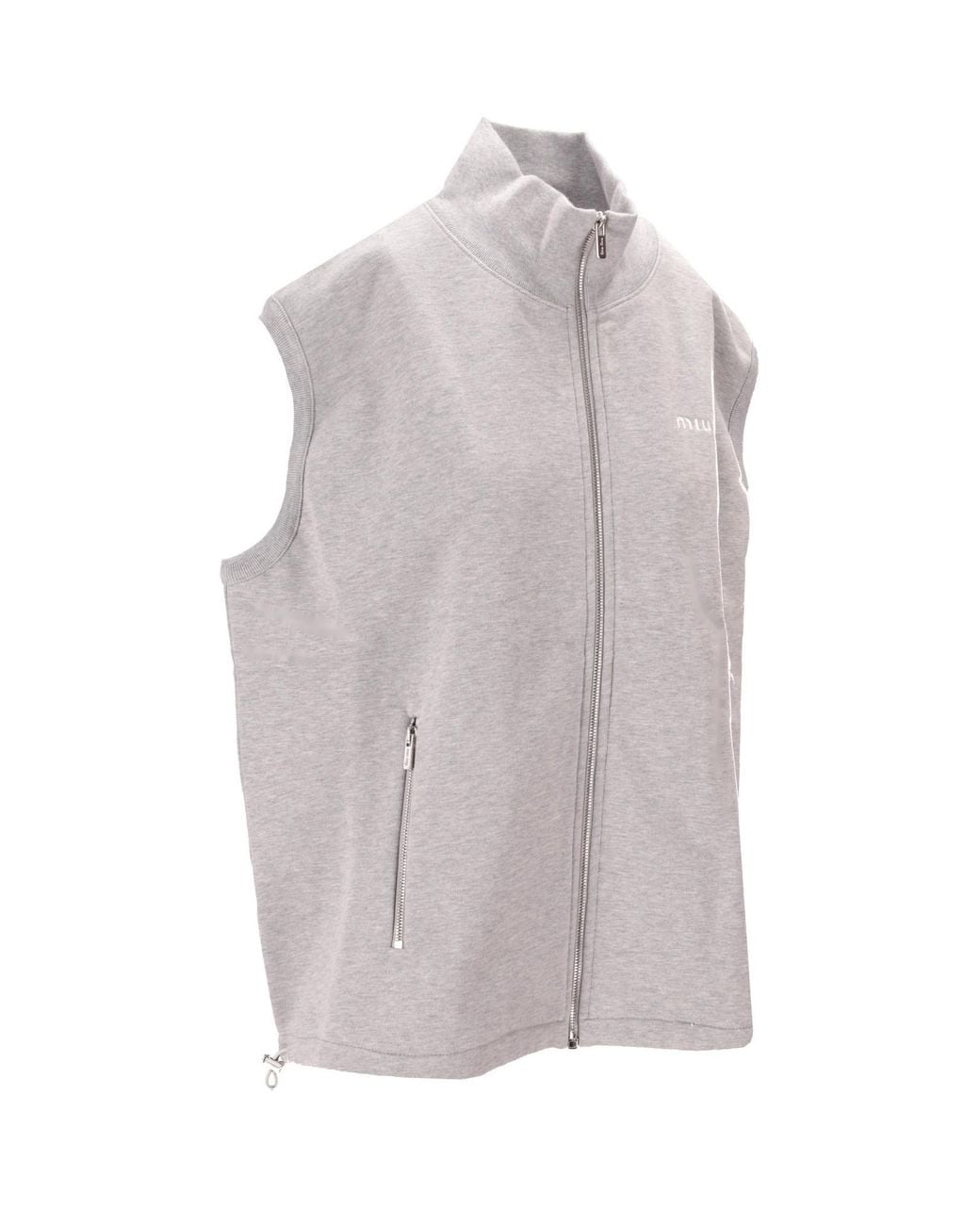 Miu Miu Gray Zip-Up Drawstring Gilet