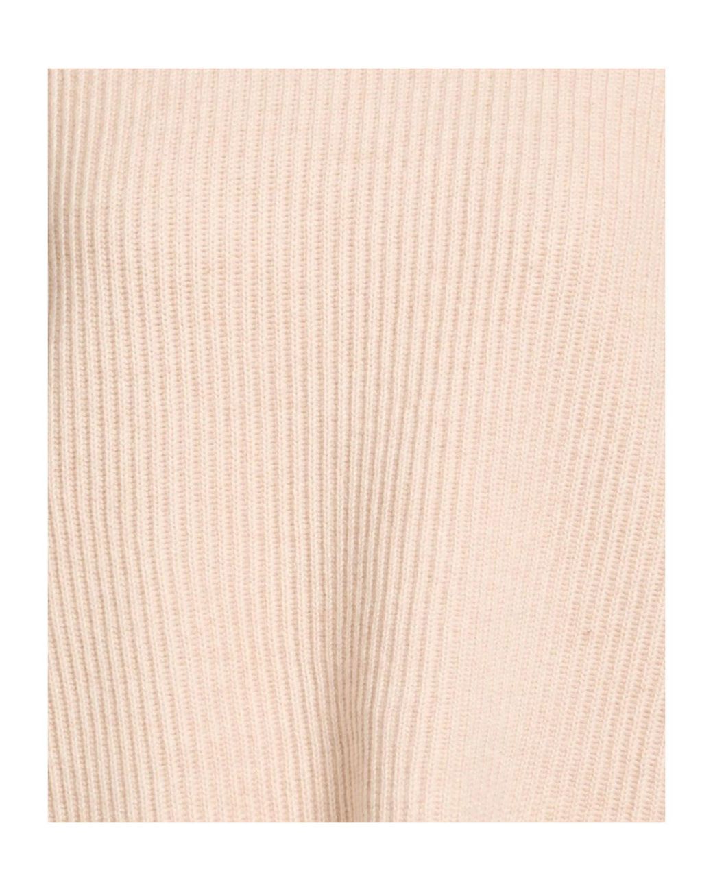 Max Mara Natural Mock-Neck Ribbed Knit Sweater