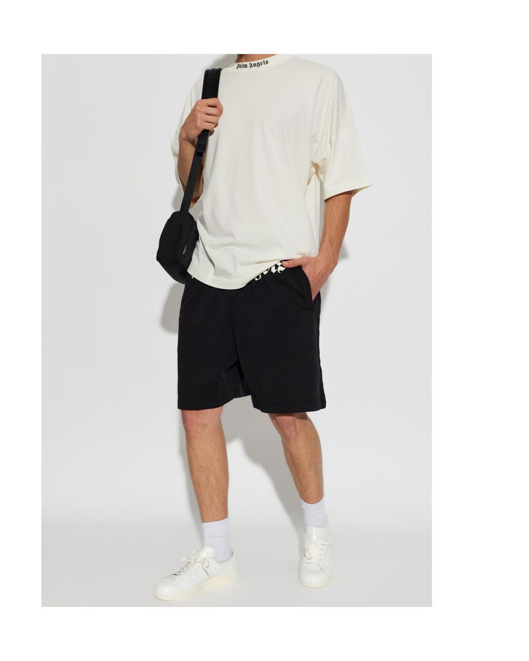 Palm Angels Black Logo Printed Shorts for men