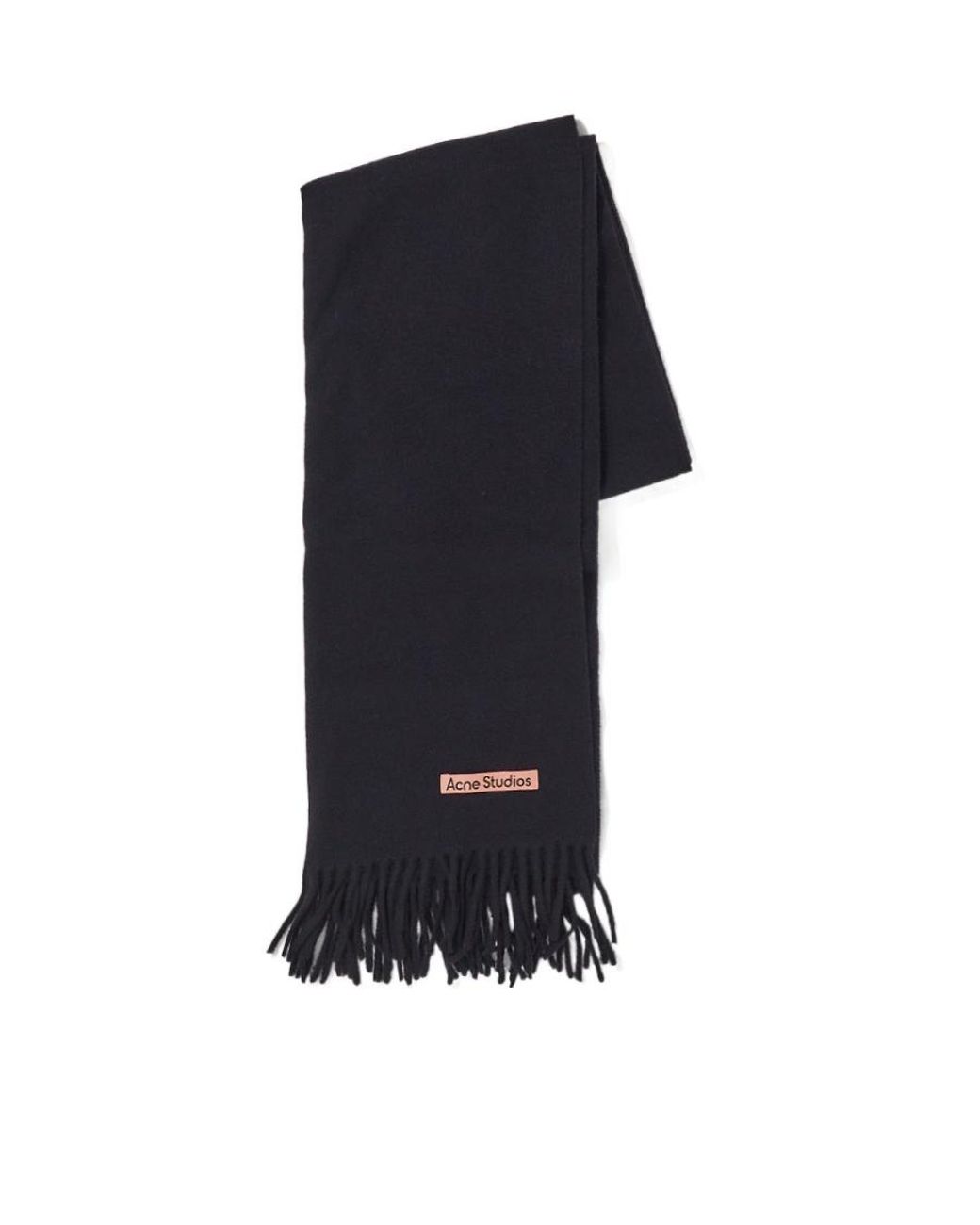 Acne Black Logo Patch Fringed Scarf for men